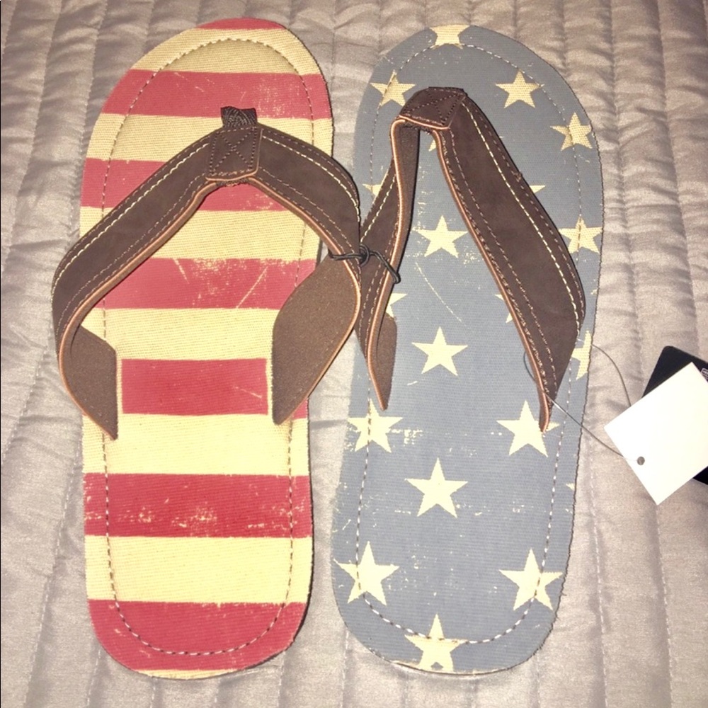 Red white and blue flip-flops men’s new